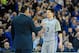 OMAHA, NE - FEBRUARY 16: Doug McDermott #3 of the Creighton Bluejays receives congratulations from his father, head coach Greg McDermott of the Creighton Bluejays after leaving their game against the Villanova Wildcats at CenturyLink Center on February 16