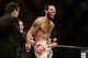 Apr 20, 2013; San Jose, CA, USA; Matt Brown celebrates after defeating Jordan Mein (not pictured) during the welterweight bout of the UFC on Fuel TV at HP Pavilion. Mandatory Credit: Kyle Terada-USA TODAY Sports