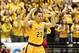 Feb 22, 2014; Wichita, KS, USA; Wichita State Shockers guard Fred VanVleet (23) tries to motivate the crowd during an 83-54 win against the Drake Bulldogs at Charles Koch Arena. Mandatory Credit: Scott Sewell-USA TODAY Sports