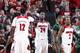 LOUISVILLE, KY - FEBRUARY 18: Montrezl Harrell #24 and Mangok Mathiang #12 of the Louisville Cardinals celebrate after a basket against the South Florida Bulls during the first half of the game at KFC Yum! Center on February 18, 2014 in Louisville, Kentuc