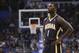 Feb 9, 2014; Orlando, FL, USA; Indiana Pacers shooting guard Lance Stephenson (1) against the Orlando Magic during the first quarter at Amway Center. Mandatory Credit: Kim Klement-USA TODAY Sports