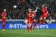 PARIS, FRANCE - MARCH 12: Marquinhos of Paris Saint-Germain (R) scores their first goal with a header during the UEFA Champions League Round of 16 second leg match between Paris Saint-Germain FC and Bayer Leverkusen at Parc des Princes on March 12, 2014