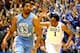 DURHAM, NC - MARCH 08: James Michael McAdoo #43 of the North Carolina Tar Heels wtaches as Jabari Parker #1 of the Duke Blue Devils reacts after making a basket during their game at Cameron Indoor Stadium on March 8, 2014 in Durham, North Carolina. (Pho