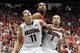 Mar 2, 2014; Tucson, AZ, USA; Arizona Wildcats forward Aaron Gordon (11) guard Gabe York (1) and Stanford Cardinal guard/forward Anthony Brown (21) battle for positioning during the first half at McKale Center. Mandatory Credit: Casey Sapio-USA TODAY Spor