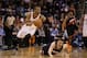 Feb. 10, 2013; Phoenix, AZ, USA: Oklahoma City Thunder guard Russell Westbrook (0) steals the ball from Phoenix Suns guard Goran Dragic (1) in the first quarter at the US Airways Center. Mandatory Credit: Mark J. Rebilas-USA TODAY Sports