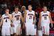 TUCSON, AZ - DECEMBER 11: (L-R) T.J. McConnell #4, Kaleb Tarczewski #35 Brandon Ashley #21 and Aaron Gordon #11 of the Arizona Wildcats during the college basketball game against the New Mexico State Aggies at McKale Center on December 11, 2013 in Tucson