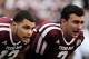 COLLEGE STATION, TX - NOVEMBER 09: Mike Evans #13 (L) and Johnny Manziel #2 of the Texas A&M Aggies wait on the field before the game against the Mississippi State Bulldogs at Kyle Field on November 9, 2013 in College Station, Texas. (Photo by Scott Hal