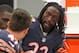 CHICAGO, IL - SEPTEMBER 08: Charles Tillman #33 of the Chicago Bears talks with teammates on the bench during a game against the Cincinnati Bengals at Soldier Field on September 8, 2013 in Chicago, Illinois. The Bears defeated the Bengals 24-21. (Photo by