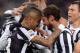 TURIN, ITALY - JANUARY 18: Arturo Vidal of Juventus (L) celebrates after scoring the third goal with his teammate Claudio Marchisio during the Serie A match between Juventus and UC Sampdoria at Juventus Arena on January 18, 2014 in Turin, Italy. (Photo