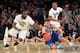 Mar 13, 2014; New York, NY, USA; Villanova Wildcats forward JayVaughn Pinkston (22) and Seton Hall Pirates guard Jaren Sina (30) chase a loose ball in front of Villanova guard Tony Chennault (5) during the first half of a game in the second round of the B