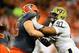 Dec 26, 2013; Detroit, MI, USA; Pittsburgh Panthers defensive lineman Aaron Donald (97) during the Little Caesars Pizza Bowl against the Bowling Green Falcons at Ford Field. Pittsburgh Panthers defeated Bowling Green Falcons 30-27. Mandatory Credit: Andre