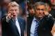 FILE PHOTO - EDITORS NOTE: COMPOSITE OF TWO IMAGES - Image Numbers 185933325 (L) and 176736916) In this composite image a comparison has been made between David Moyes, Manager of Manchester United (L) and Jose Mourinho, Manager of Chelsea. Chelsea and Man