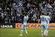 Mar 12, 2014; Kansas City, KS, USA; Sporting KC defender Kevin Ellis (4) celebrates after scoring a goal against Cruz Azul in the first half. Mandatory Credit: John Rieger-USA TODAY Sports