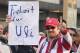 MUNICH, GERMANY - MARCH 13: A Bayern Muenchen fan holds up a banner reading 'Freedom for Uli' to support president of Bayern Muenchen Ulrich Hoeness in front of the Higher Regional Court on March 13, 2014 in Munich, Germany. President of Bayern Muenchen