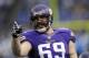 MINNEAPOLIS, MN - DECEMBER 29: Jared Allen #69 of the Minnesota Vikings looks on before the game against the Detroit Lions on December 29, 2013 at Mall of America Field at the Hubert H. Humphrey Metrodome in Minneapolis, Minnesota. (Photo by Hannah Foslie