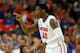 ATLANTA, GA - MARCH 14: Michael Frazier II #20 of the Florida Gators reacts after hitting a three-point basket against the Missouri Tigers during the quarterfinals of the SEC Men's Basketball Tournament at Georgia Dome on March 14, 2014 in Atlanta, Georg