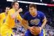 Dec 25, 2013; Oakland, CA, USA; Los Angeles Clippers power forward Blake Griffin (32) drives in against Golden State Warriors power forward David Lee (10) during the first quarter at Oracle Arena. Mandatory Credit: Kelley L Cox-USA TODAY Sports