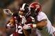STARKVILLE, MS - NOVEMBER 16: Trey DePriest #33 of the Alabama Crimson Tide tackles Ashton Shumpert #32 of the Mississippi State Bulldogs at Davis Wade Stadium on November 16, 2013 in Starkville, Mississippi. (Photo by Kevin C. Cox/Getty Images)