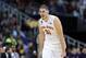 Mar 13, 2014; Kansas City, MO, USA; Iowa State Cyclones forward Georges Niang (31) celebrates after scoring a three point shot during the first half against the Kansas State Wildcats in the second round of the Big 12 Conference college basketball tourname