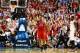 GREENSBORO, NC - MARCH 14: T.J. Warren #24 of the North Carolina State Wolfpack celebrates after defeating the Syracuse Orange 66-63 during the quarterfinals of the 2014 Men's ACC Basketball Tournament at Greensboro Coliseum on March 14, 2014 in Greensbo