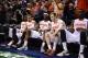 Mar 14, 2014; Greensboro, NC, USA; Syracuse Orange forward Jerami Grant (3) and guard Tyler Ennis (11) and forward C.J. Fair (5) and guard Trevor Cooney (10) and forward Rakeem Christmas (25) during player introductions in the quarterfinals of the ACC co