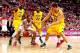 COLUMBUS, OH - DECEMBER 14: Lenzelle Smith, Jr. #32 of the Ohio State Buckeyes attempts to keep the ball from Marshall Bjorklundj #42, Kory Brown #22, and TrayVonn Wright #32, all of the North Dakota State Bison during the second half at Value City Arena