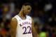 KANSAS CITY, MO - MARCH 14: Andrew Wiggins #22 of the Kansas Jayhawks walks off the court after the Jayhawks were deated by the Iowa State Cyclones in the Big 12 Basketball Tournament semifinal game at Sprint Center on March 14, 2014 in Kansas City, Miss
