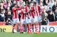STOKE ON TRENT, ENGLAND - MARCH 15: (L-R) Peter Odemwingie, Stephen Ireland, Steven N'Zonzi and Peter Crouch of Stoke City celebrate as Crouch's shot deflects into the goal off of Odemwingie for their first goal during the Barclays Premier League match b