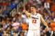 GREENSBORO, NC - MARCH 15: Joe Harris #12 of the Virginia Cavaliers yells to his teammates against the Pittsburgh Panthers during the semifinals of the 2014 Men's ACC Basketball Tournament at Greensboro Coliseum on March 15, 2014 in Greensboro, North Car
