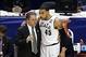 Mar 14, 2014; Indianapolis, IN, USA; Michigan State Spartans coach Tom Izzo talks to guard guard Denzel Valentine (45) against the Northwestern Wildcats in the quarterfinals of the Big Ten college basketball tournament at Bankers Life Fieldhouse. Mandator