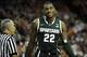 Dec 21, 2013; Austin, TX, USA; Michigan State Spartans guard Branden Dawson (22) reacts against the Texas Longhorns during the second half at the Frank Erwin Special Events Center. Michigan State beat Texas 92-78. Mandatory Credit: Brendan Maloney-USA TOD
