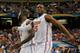ATLANTA, GA - MARCH 15: Will Yeguete #15 of the Florida Gators reacts after defeating the Tennessee Volunteers during the semifinals of the SEC Men's Basketball Tournament at Georgia Dome on March 15, 2014 in Atlanta, Georgia. (Photo by Kevin C. Cox/Get