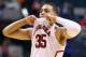 INDIANAPOLIS, IN - MARCH 14: Walter Pitchford #35 of the Nebraska Cornhuskers walks off of the court after the 71-67 loss to the Ohio State Buckeyes during the Quarterfinals of the Big Ten Basketball Tournament at Bankers Life Fieldhouse on March 14, 201