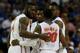 ATLANTA, GA - MARCH 16: Casey Prather #24, Scottie Wilbekin #5, Will Yeguete #15, Michael Frazier II #20 and Patric Young #4 of the Florida Gators hullde in the first half against the Kentucky Wildcats during the Championship game of the 2014 Men's SEC B
