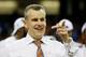 ATLANTA, GA - MARCH 16: Head coach Billy Donovan of the Florida Gators celebrates their 61 to 60 win over the Kentucky Wildcats during the Championship game of the 2014 Men's SEC Basketball Tournament at Georgia Dome on March 16, 2014 in Atlanta, Georgia