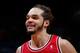 ATLANTA, GA - FEBRUARY 25: Joakim Noah #13 of the Chicago Bulls celebrates in the final seconds of their 107-103 win over the Atlanta Hawks at Philips Arena on February 25, 2014 in Atlanta, Georgia. NOTE TO USER: User expressly acknowledges and agrees t