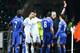 SWANSEA, WALES - JANUARY 23: Eden Hazard of Chelsea (R) is sent off by referee Chris Foy after kicking a ball boy during the Capital One Cup Semi-Final Second Leg match between Swansea City and Chelsea at Liberty Stadium on January 23, 2013 in Swansea, W