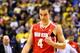 INDIANAPOLIS, IN - MARCH 15: Aaron Craft #4 of the Ohio State Buckeyes leaves the court after his team was defeated by the Michigan Wolverines 72-69 in the Big Ten Basketball Tournament Semifinal game at Bankers Life Fieldhouse on March 15, 2014 in India