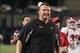 September 1, 2012; Pittsburgh, PA, USA; Youngstown State Penguins head coach Eric Wolford reacts on the sidelines against the Pittsburgh Panthers during the fourth quarter at Heinz Field. The Youngstown State Penguins won 31-17. Mandatory Credit: Charles
