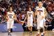 LAS VEGAS, NV - MARCH 15: Nick Johnson #13, Aaron Gordon #11 and Gabe York #1 of the Arizona Wildcats walk on the court during the championship game of the Pac-12 Basketball Tournament against the UCLA Bruins at the MGM Grand Garden Arena on March 15, 20