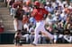 Mar 17, 2014; Tempe, AZ, USA; Los Angeles Angels second baseman Howie Kendrick (47) scores a run in the fourth inning against the San Francisco Giants at Tempe Diablo Stadium. Mandatory Credit: Joe Camporeale-USA TODAY Sports