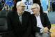 LOS ANGELES, CA - JANUARY 09: NBA coaching legend Phil Jackson (L) and actor John Lithgow talk before the game between the Arizona Wildcats and the UCLA Bruins at Pauley Pavilion on January 9, 2014 in Los Angeles, California. (Photo by Stephen Dunn/Gett