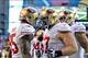 Dec 29, 2013; Phoenix, AZ, USA; San Francisco 49ers tight end Vernon Davis (85) celebrates with San Francisco 49ers guard Daniel Kilgore (67) after scoring a touchdown during the first half against the Arizona Cardinals at University of Phoenix Stadium. M