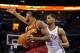 Feb 26, 2014; Oklahoma City, OK, USA; Cleveland Cavaliers power forward Tristan Thompson (13) handles the ball against Oklahoma City Thunder shooting guard Thabo Sefolosha (25) during the first quarter at Chesapeake Energy Arena. Mandatory Credit: Mark D.
