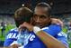 MUNICH, GERMANY - MAY 19: Didier Drogba and Branislav Ivanovic of Chelsea celebrate after their victory in the UEFA Champions League Final between FC Bayern Muenchen and Chelsea at the Fussball Arena München on May 19, 2012 in Munich, Germany. (Photo by