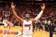 MIAMI, FL - March 12: Dwyane Wade #3 of the Miami Heat celebrates against the Brooklyn Nets at the American Airlines Arena in Miami, Florida on March 12 2014. NOTE TO USER: User expressly acknowledges and agrees that, by downloading and/or using this ph
