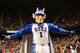 GREENSBORO, NC - MARCH 16: The Duke Blue Devils mascot tries to rally their fans during their game against the Virginia Cavaliers in the finals of the 2014 Men's ACC Basketball Tournament at Greensboro Coliseum on March 16, 2014 in Greensboro, North Caro