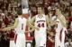 MADISON, WI - JANUARY 18: Frank Kaminsky #44 of the Wisconsin Badgers celebrates after drawing a foul during the first half of play against the Michigan Wolverines against the Wisconsin Badgers at Kohl Center on January 18, 2014 in Madison, Wisconsin. (Ph