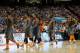 ATLANTA, GA - MARCH 15: Jarnell Stokes #5, Jordan McRae #52, Armani Moore #4, and Jeronne Maymon #34 of the Tennessee Volunteers walk on the court after a technical foul called against Maymon during the semifinals of the SEC Men's Basketball Tournament a