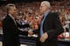 PHOENIX - MAY 6: Los Angeles Lakers' head coach Phil Jackson congratulates Phoenix Suns' head coack Mike D'Antoni after eliminating the Lakers in game seven of the Western Conference Quarterfinals during the 2006 NBA Playoffs on May 6, 2006, at U.S. Air